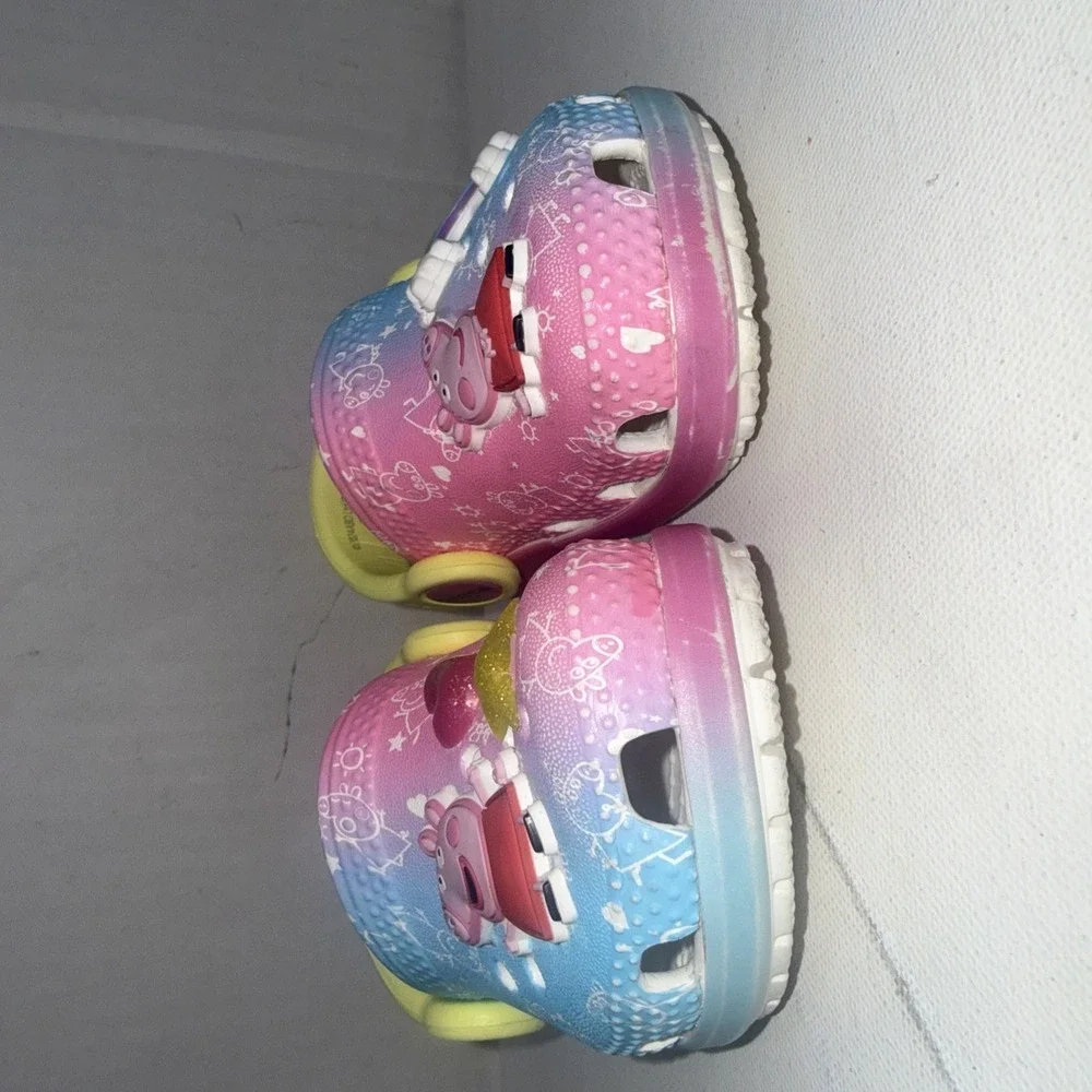 Crocs Toddlers Peppa Pig Kids Classic Convertible Mule Clogs Pink & Blue Size 5C